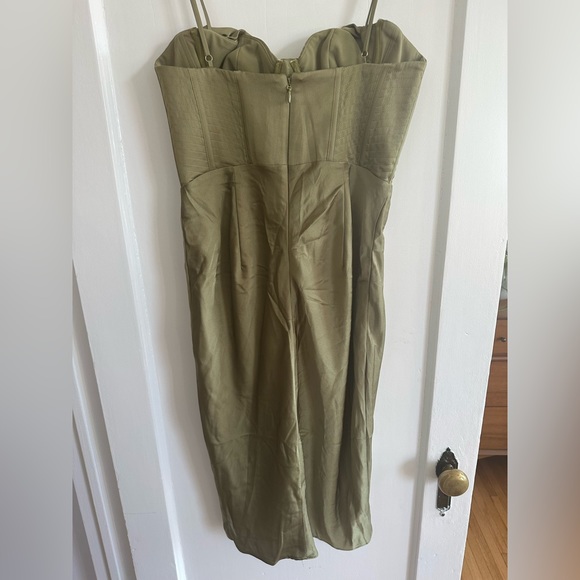 NWOT HOUSE OF CB 'Myrna' Olive Corset Slip Dress/Size XL US 10-12 - Picture 4 of 5